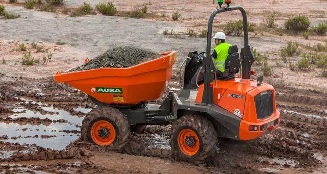 kroutícího momentu 4x4 výkon 85 kw Kloubový dumper Ausa D1000 je při nosností 10 tun nejsilnějším strojem s horním vyklápěním