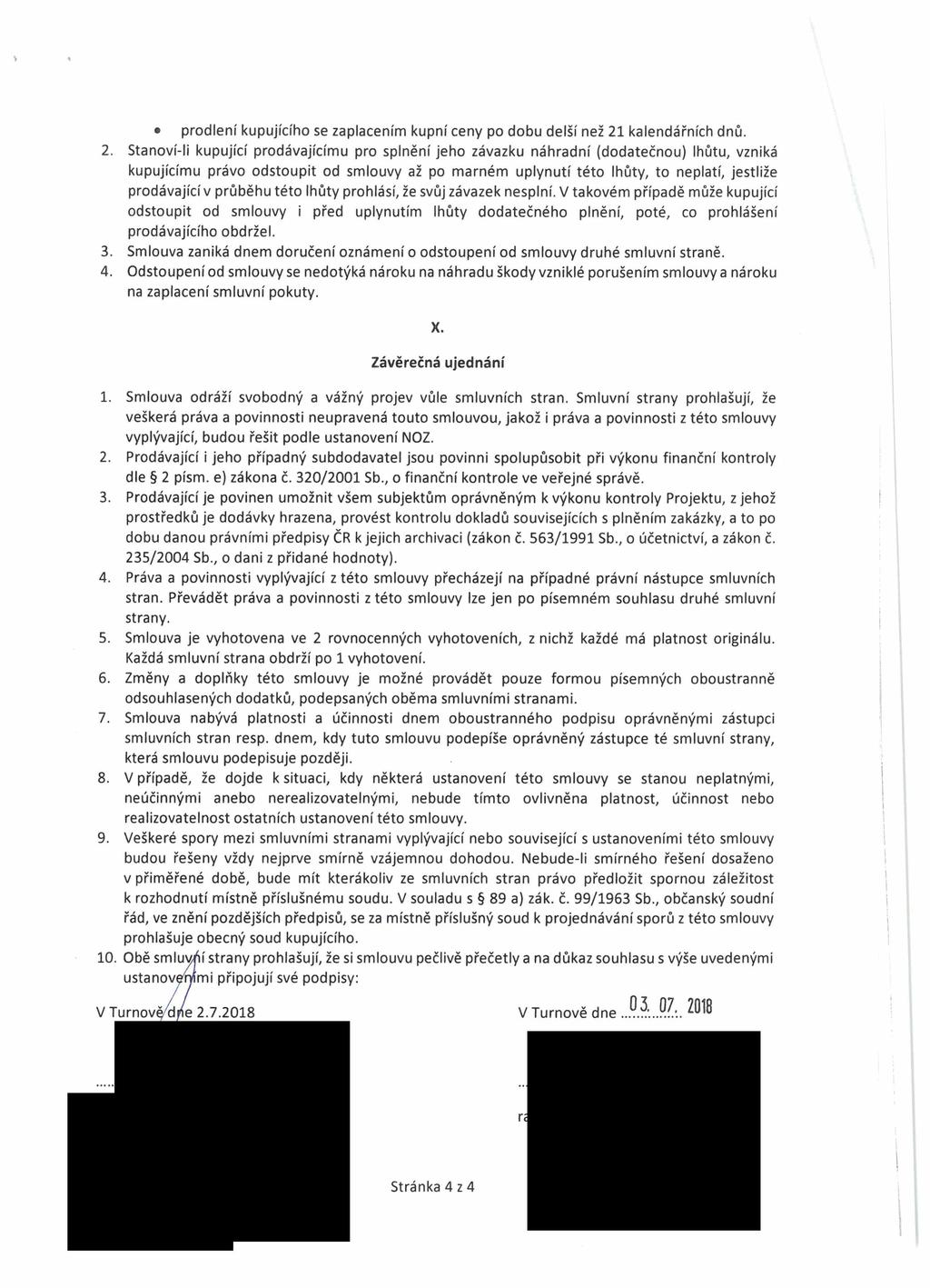 prodlení kupujícího se zaplacením kupní ceny po dobu delší než 21