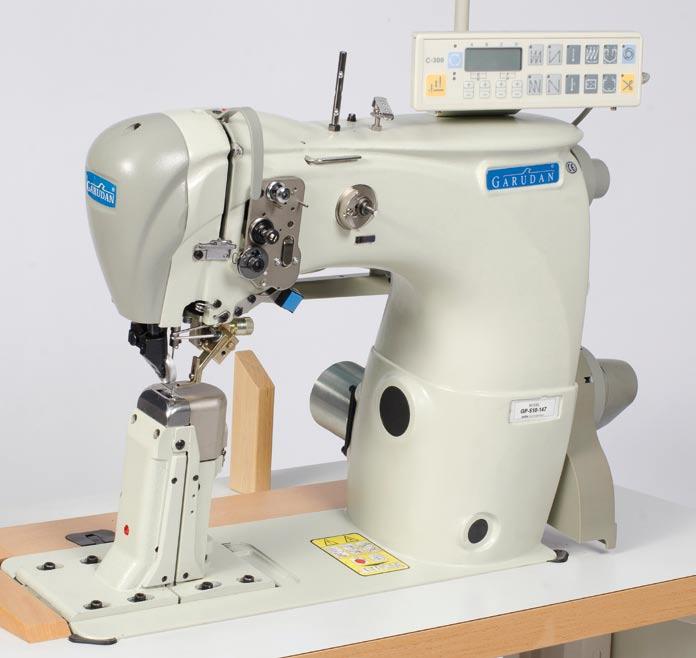 o Typ GP - 510-147 GP - 510-149 GP - 510-447 GP - 510-449 Line post bed single needle machines with upper driven roller, needle and lower circular feed, and standard or large capacity hook.