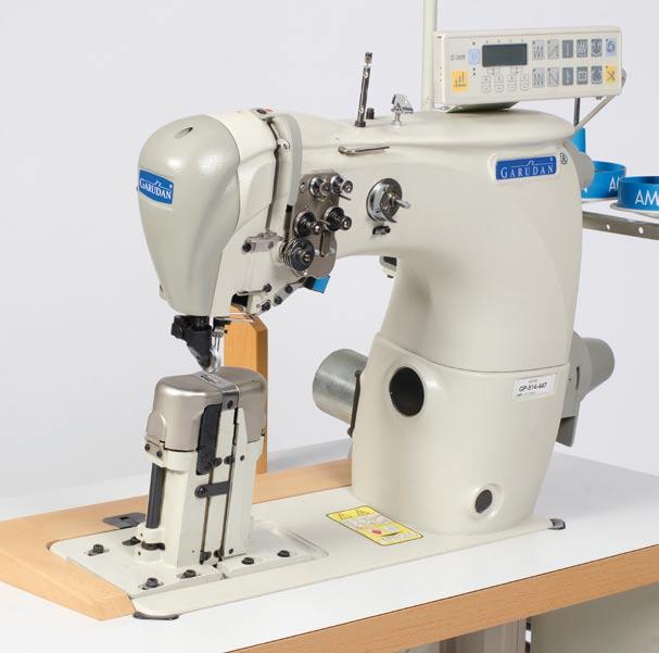 o Typ GP - 514-147 GP - 514-149 GP - 514-447 GP - 514-449 Line post bed double needle machines with upper driven roller, needle and lower circular feed, and standard or large capacity hook.