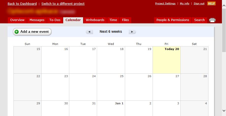 4.2.4 Calendar Calendar, neboli kalendář, zde nefunguje jako plánovač, i když by se v jistých případech tak dal použít. Jeho hlavním úkolem je evidence milníků v projektu.
