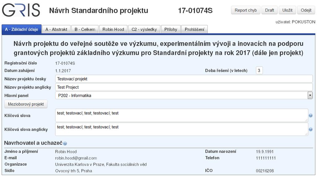 Návrh projektu - část A