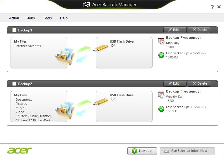 Acer Backup Manager - 41 1. Vyberte obsah, který chcete zálohovat. Čím méně obsahu vyberete, tím rychlejší bude proces, ale zvýší se tak také riziko ztráty dat. 2.