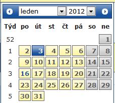 nebo - povinné pole s výběrem ze seznamu hodnot - nepovinné pole s výběrem ze seznamu hodnot Seznam hodnot je buď v podobě kalendáře, nebo filtrovacích polí pro výběr např.