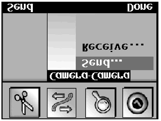 Stisknutím tlačítka Done (Hotovo) se v elektronickém hledáčku zobrazí Prohlížecí okno. 4. Stiskněte programové tlačítko Send (Přenést).