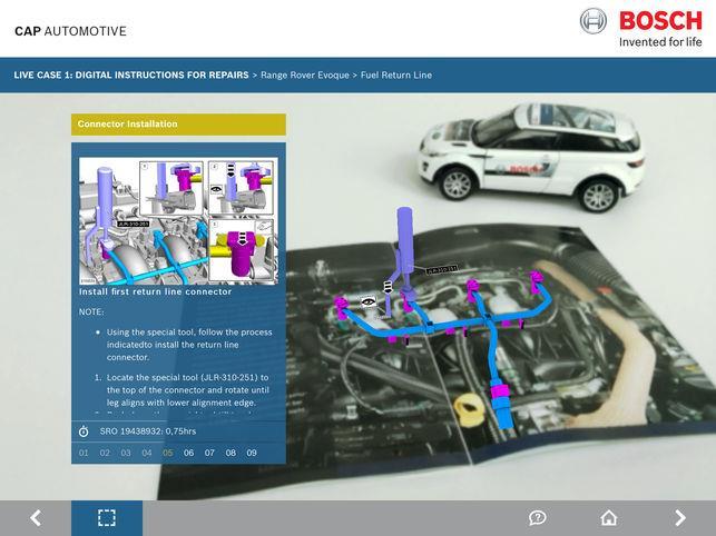 2.3.4 Příklady videonávodek Obrázek 2-19 Ukázka návodky společnosti Bosch [34] Jak bylo zmíněno výše, dnešní softwarová řešení práci s videonávodkami velmi ulehčují.
