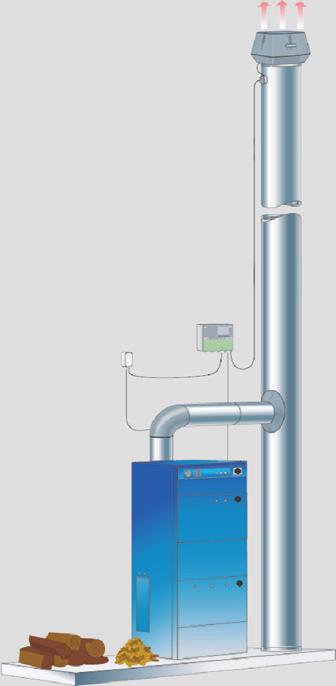 kompletní kontroly nad komínovým tahem, bez ohledu na klimatické podmínky, resp. jiné okolnosti ovlivňující přirozený odtah spalin.