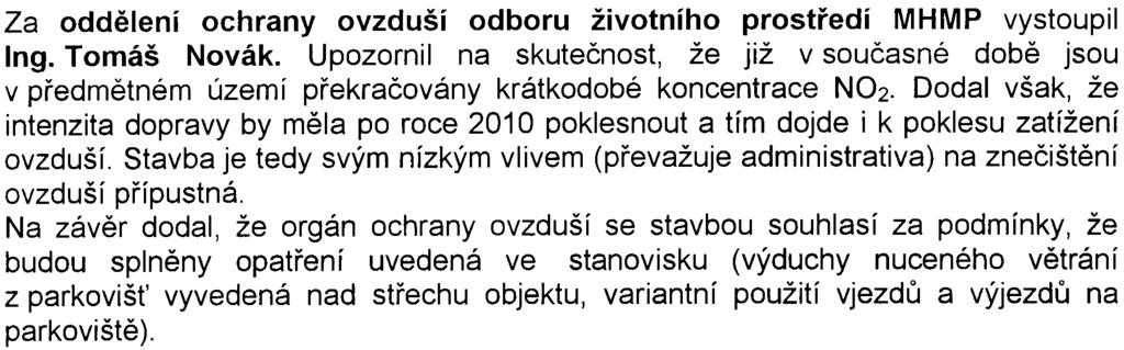 Ovìøovací studie též hodnotí hluk z dopravy vyvolané provozem administrativní budovy Metrocenter, který nebude pøekraèovat povolené hygienické limity pro denní dobu. MUDr.