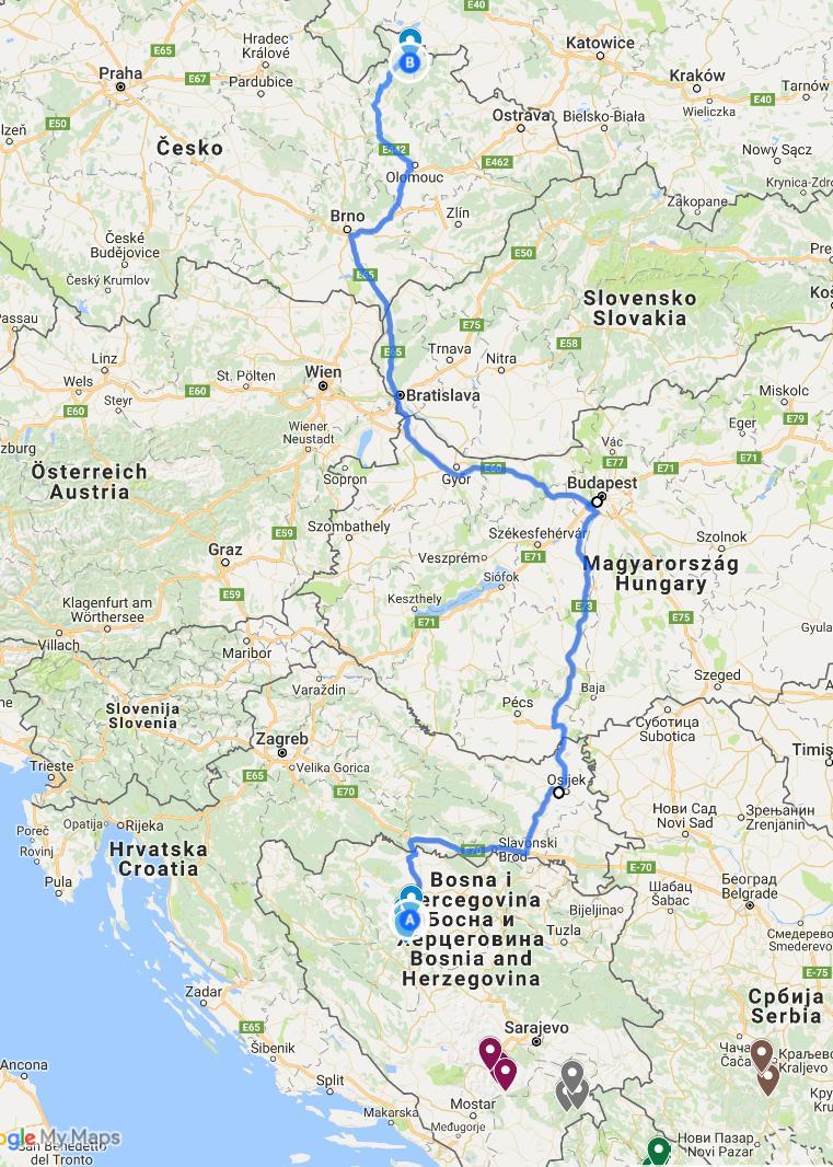 Ne 9.6 přejezd: Banja Luka (BH), Osijek (HR), Budapešť (HU),