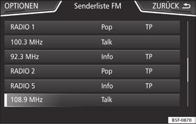 Funkční tlačítka v hlavním menu RADIO Funkční tlačítko: Funkce 1 PÁSMO VYSÍLAČ RUČNĚ NÁHLED NASTAVE- NÍ Pro změnu skupiny paměťových tlačítek přejeďte prstem zleva doprava nebo obráceně přes paměťová