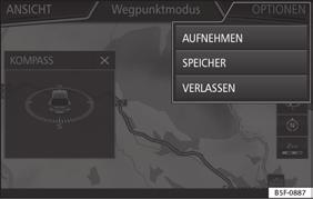 Menu navigace Offroad Druhy provozu Uložení trasy Offroad Ukončení záznamu V navigačním menu Offroad stiskněte funkční tlačítko UKONČIT ZÁZNAM. Správa v paměti uložených tras Offroad Obr.