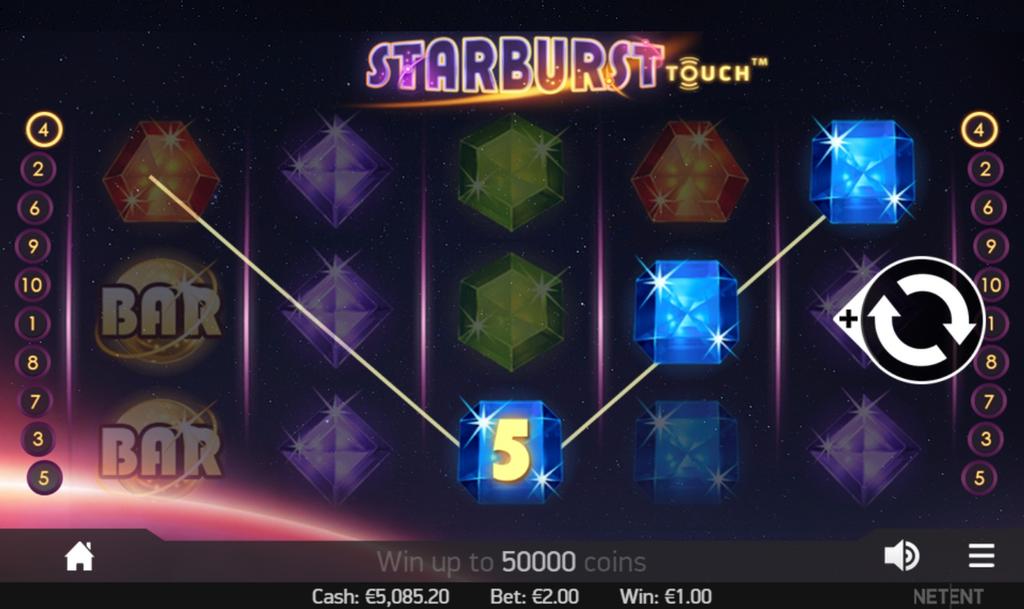 DESIGN HRY Motiv hry a grafické zpracování Ve hře Starburst Touch, nejnovějším klenotu z nabídky Net Entertainment, ožívají zvuky a prostředí klasických heren.