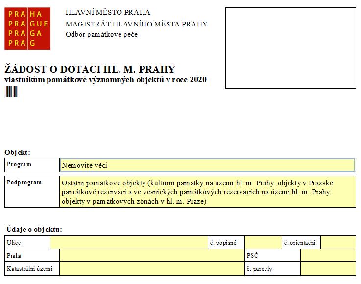 Postup při vyplňování elektronického formuláře žádosti o dotaci STRANA 1 FORMULÁŘE Informace k vyplnění údajů zadat Program (zvolit