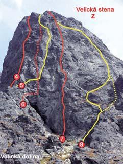 tatry Velická stena 2.230m Mohutnú vežu Velickej steny nieje potrebné zvlášť predstavovať.