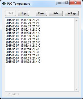 7.2 Aplikace pro Windows Pro zobrazení a uložení teplot z PLC modemu byla naprogramována jednoduchá aplikace v Microsoft Visual Studio 2013 v jazyce C#. Na obrázku 7.