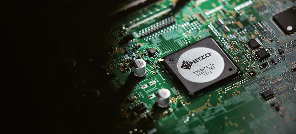 Mikročip EIZO pro optimální reprodukci barev Model CS2731 disponuje špičkovým mikročipem (ASIC, Application-Specific Integrated Circuit), který společnost EIZO vyvinula speciálně pro zvláštní potřeby