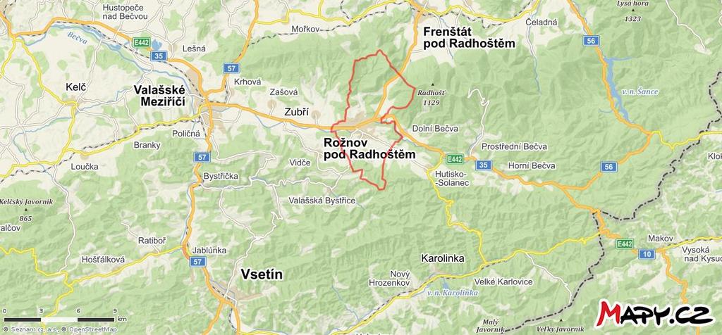 6. Analytická část 6.1 Charakteristika města a území Rožnov pod Radhoštěm se nachází na úpatí Beskyd na okraji Zlínského kraje.