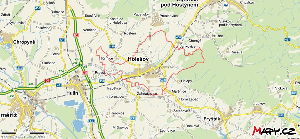6. Analytická část 6.1 Charakteristika města a území Město Holešov se nachází na území okresu Kroměříž, který je součástí vyššího územního celku Zlínského kraje.