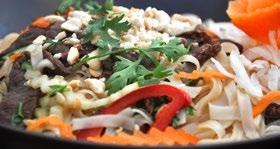 pieces, rice noodles, salad, herbs, sesame, sweet and sour dressing 19.