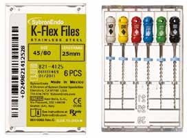 Nerezové nástroje K-Flex K-Files K-Flex disponují unikátním kosočtverečným designem vytvářejícím krátkou osu flexibility a zároveň udržujícím sílu v průřezu.