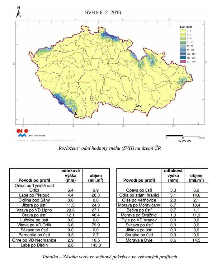 Mapa rozložení vodní hodnoty