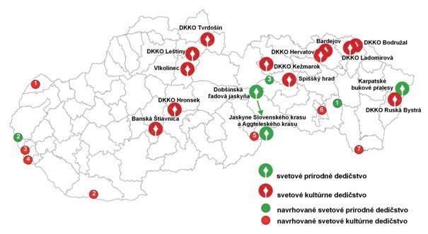 Drevené kostoly v slovenskej časti Karpatského oblúka Obrázok 2: Mapa kultúrne pamiatky Slovenska Zdroj: http://www.unesco-slovakia.