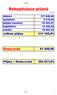 Rekapitulace příjmů. daňové 217 845,00 nedaňové 8 276,50 přijaté transfery 35 993,07 kapitálové 12 269,00 ostatní 38 802,24. celkem příjmy 313 185,81