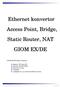 Ethernet konvertor. Access Point, Bridge, Static Router, NAT GIOM EX/DE