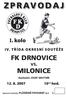 F K D D R N O V I C E. I. kolo FK DRNOVICE. vs. MILONICE. Rozhodčí: JOSEF SMUTNÍK 12. 8. 2007. 10 15 hod. Sponzor tomboly: PLZEŇSKÉ PIVOVARY a.