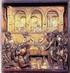Obrázek 1 Herodova hostina, 1553, sgrafito, Telč, jižní stěna Hodovní síně. Obrázek 2 Herodova hostina, grafický list od Virgila Solise.
