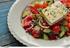Jídelní lístek. Saláty Salát řecký (7) (rajče, okurka salátová, červená cibule, listový mix, olivy, sýr feta)